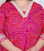 Thumbnail for Miravan Plus Size Women'S Pink Cotton Bandhani Ethnic Anarkali Kurta