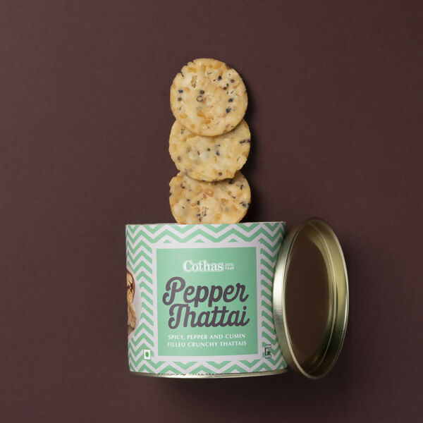 Cothas Pepper Thattai | Crispy Rice Flour Snack with Green Gram & Cumin - Distacart