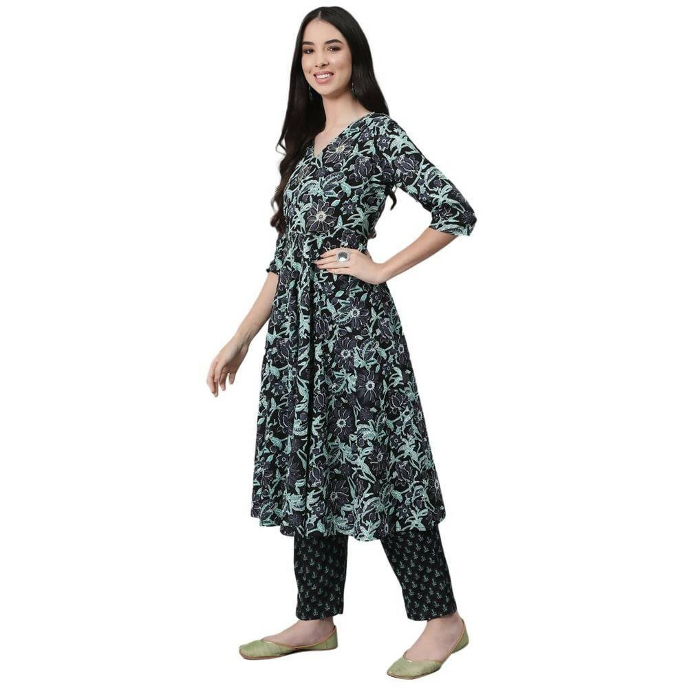 Anubhutee Women's Cotton Green Kurta Set - Distacart