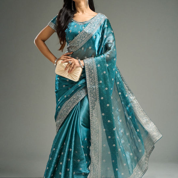 kasee Floral Embroidered Silk Blend Saree - Distacart
