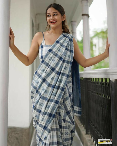 ECDCKCHCheckSareeBlue (2)