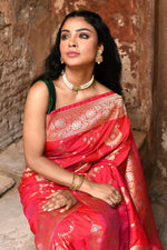 Thumbnail for Joban Fashion Red Soft Pure Handloom Banarasi Silk Saree