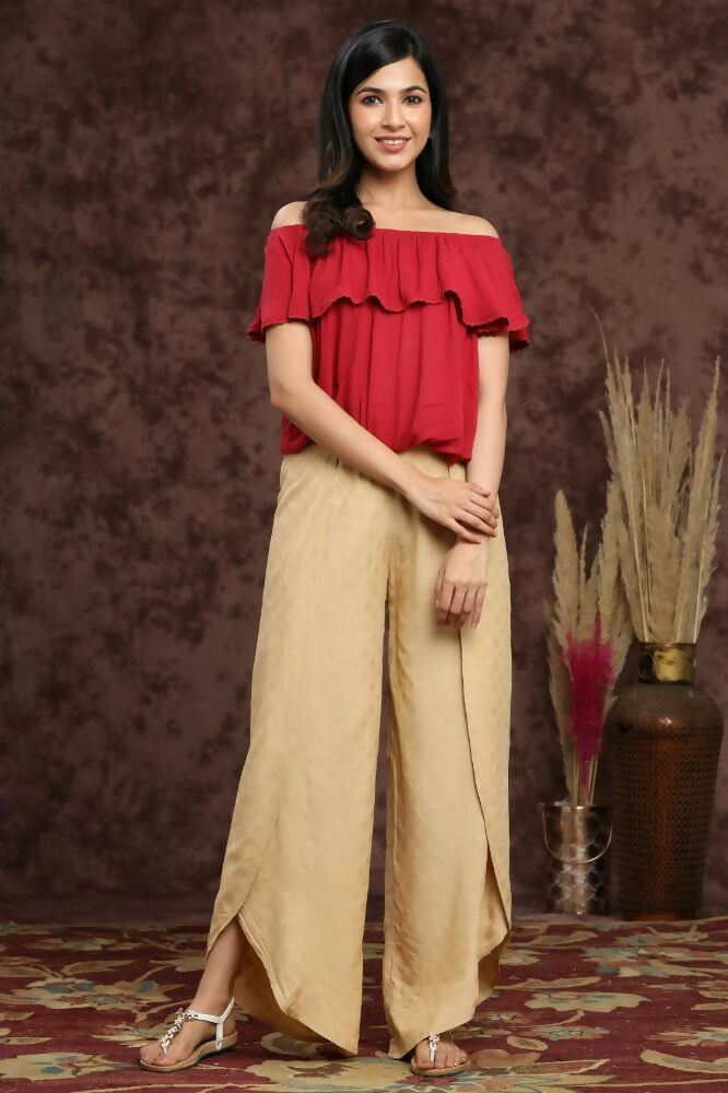 Juniper Gold Ethnic Motif Printed Rayon Tulip Pants - Distacart