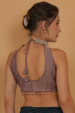 Thumbnail for Joban Fashion Silk Zircoon And Beads Padded Blouse - Light Mauve