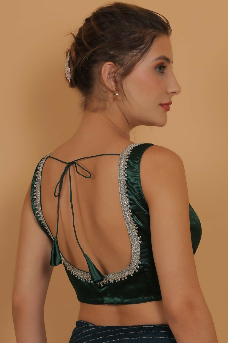 Joban Fashion Silk Zari And Sequence Work Padded Blouse - Green