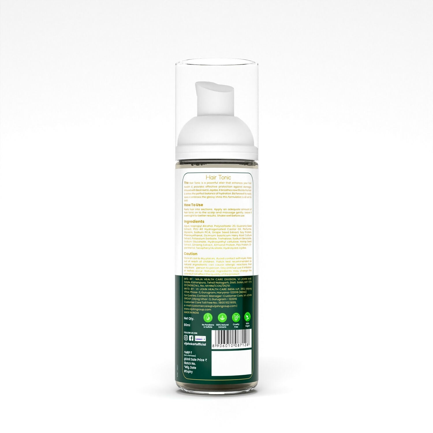 VI-JOHN Prakritik Hair Growth Tonic Prevents greying & dullness Made with 100% Natural Bio Actives