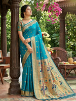 Thumbnail for Shree Shyam Fashion Sky Blue Soft Silk Saree - Dista
