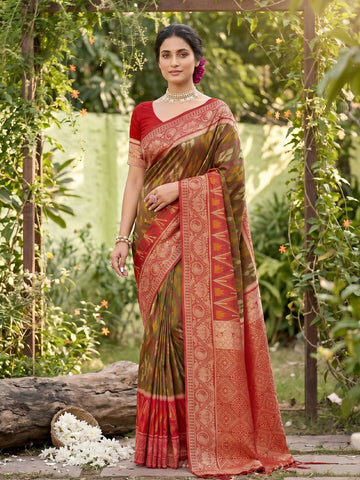 Shree Shyam Fashion Mehndi Soft Silk Saree - Dista