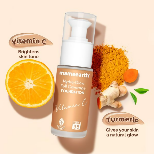 Mamaearth Hydra-Glow Full Coverage Foundation With Vitamin C & Turmeric - Sun Glow - Distacart
