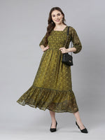Thumbnail for Souchii Black Bandhani Printed Ethnic Fit & Flare Dress