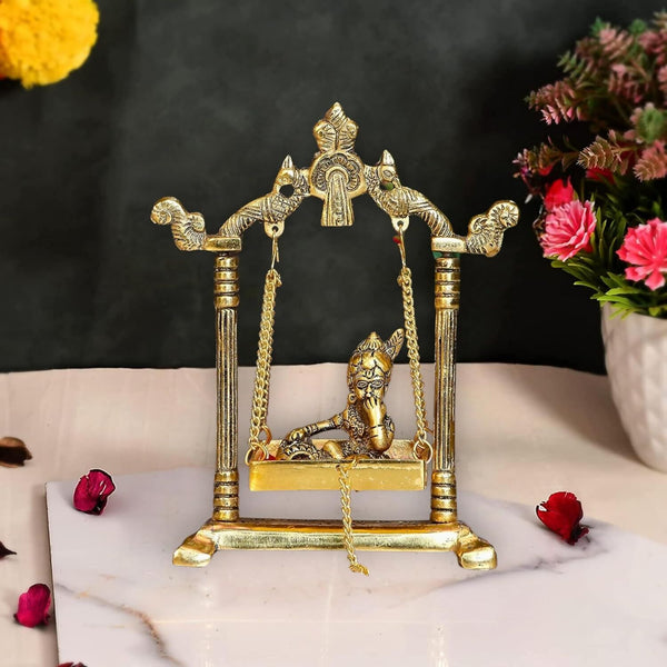 Chhariya Crafts Metal Krishna Jhula Laddu Gopal Idol - Distacart
