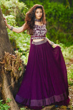 Thumbnail for Jyoti Fashion Wine Crush Georgette Designer Lehenga Choli with Dupatta - Distacart