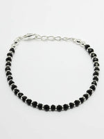 Thumbnail for NVR Women Silver-Toned Black Brass Rhodium-Plated Link Bracelet - Distacart