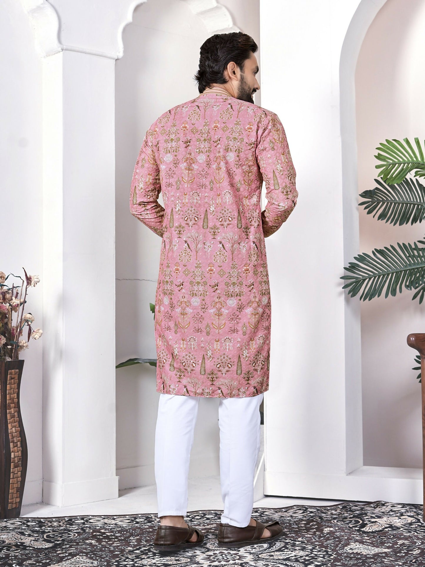 Anaita Peach Digital Printed Work Cotton Straight Kurta - Distacart