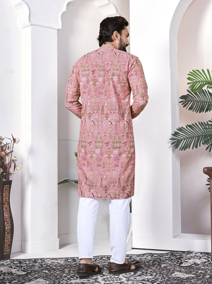 Anaita Peach Digital Printed Work Cotton Straight Kurta - Distacart