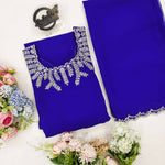 Thumbnail for Preksha Creation Women Blue Georgette Anarkali Gown With Work Dupatta With Lace - Blue - Distacart