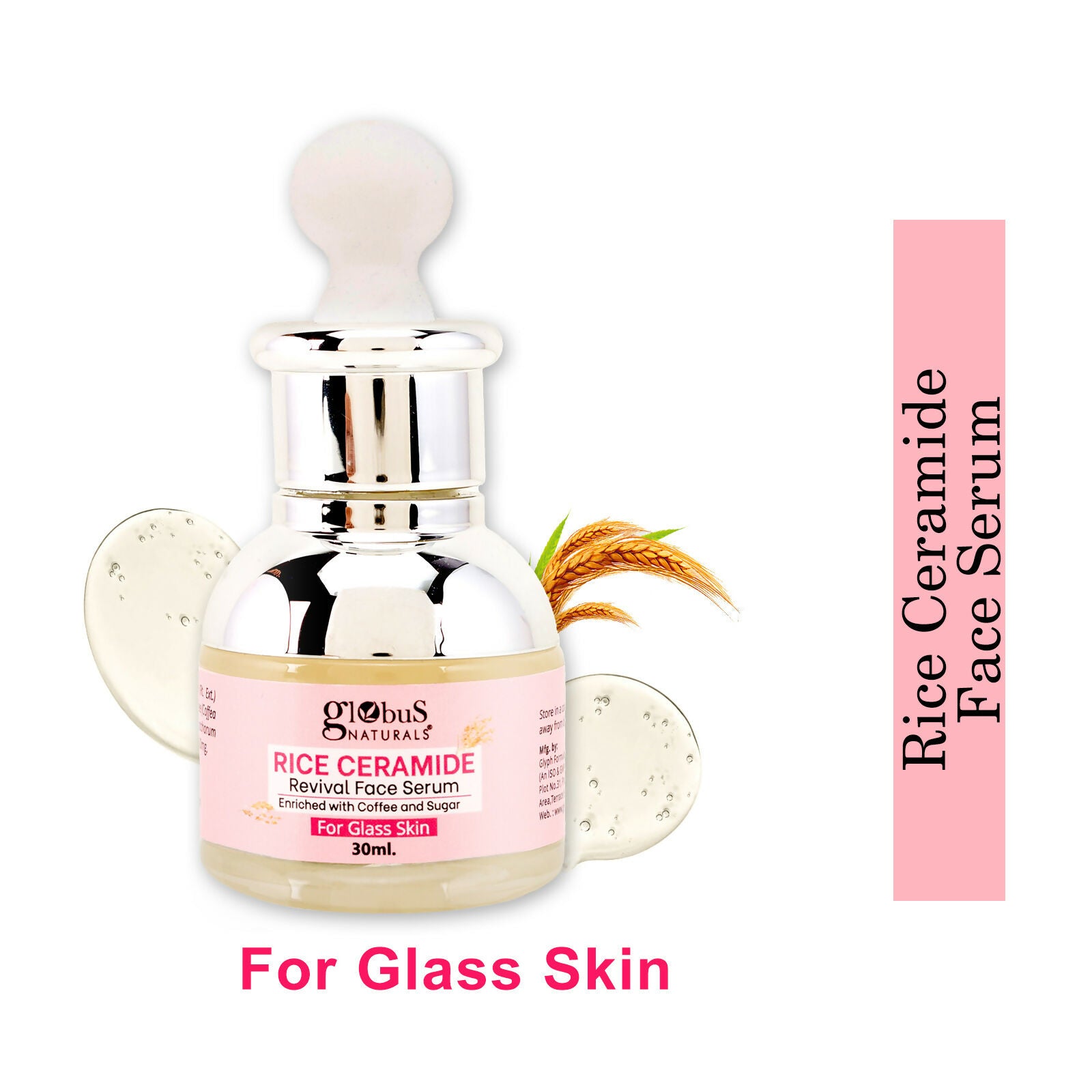 Globus Naturals Rice Ceramide Revival Face Serum, For Korean Glass Skin