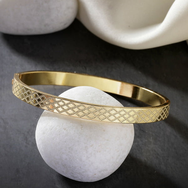 NVR Men's Gold-Plated Stainless Steel Kada Bracelet - Distacart