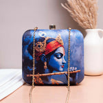 Thumbnail for Joban Fashion Blue Based Majestic Krishna Printed Clutch - Blue