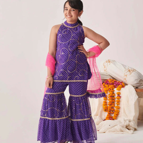 Joban Fashion Girl's Blue Color Sharara Set