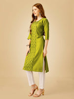 Thumbnail for Jyoti Fashion Women's Green Cotton Blend Embroidered Kurta Pant Set - Distacart