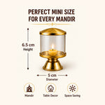 Thumbnail for Not Available Pure Brass Ghee Diya for Puja with Glass Cover - Dista