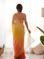 Thumbnail for Mitera Colourblocked Embroidered Pure Georgette Saree - Distacart