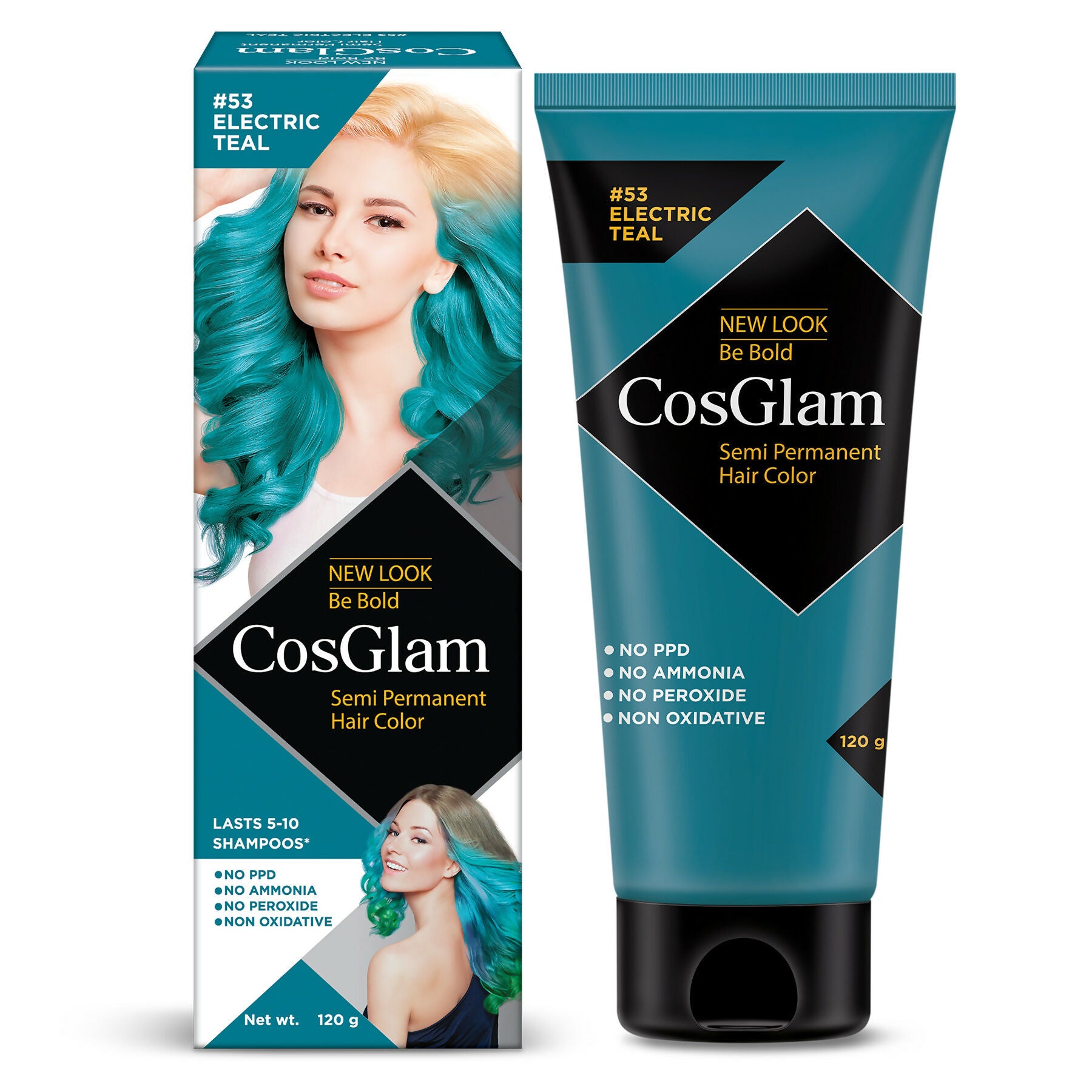 Cosglam Semi Permanent Hair Color for Women & Men (#53 Electric Teal) - Distacart