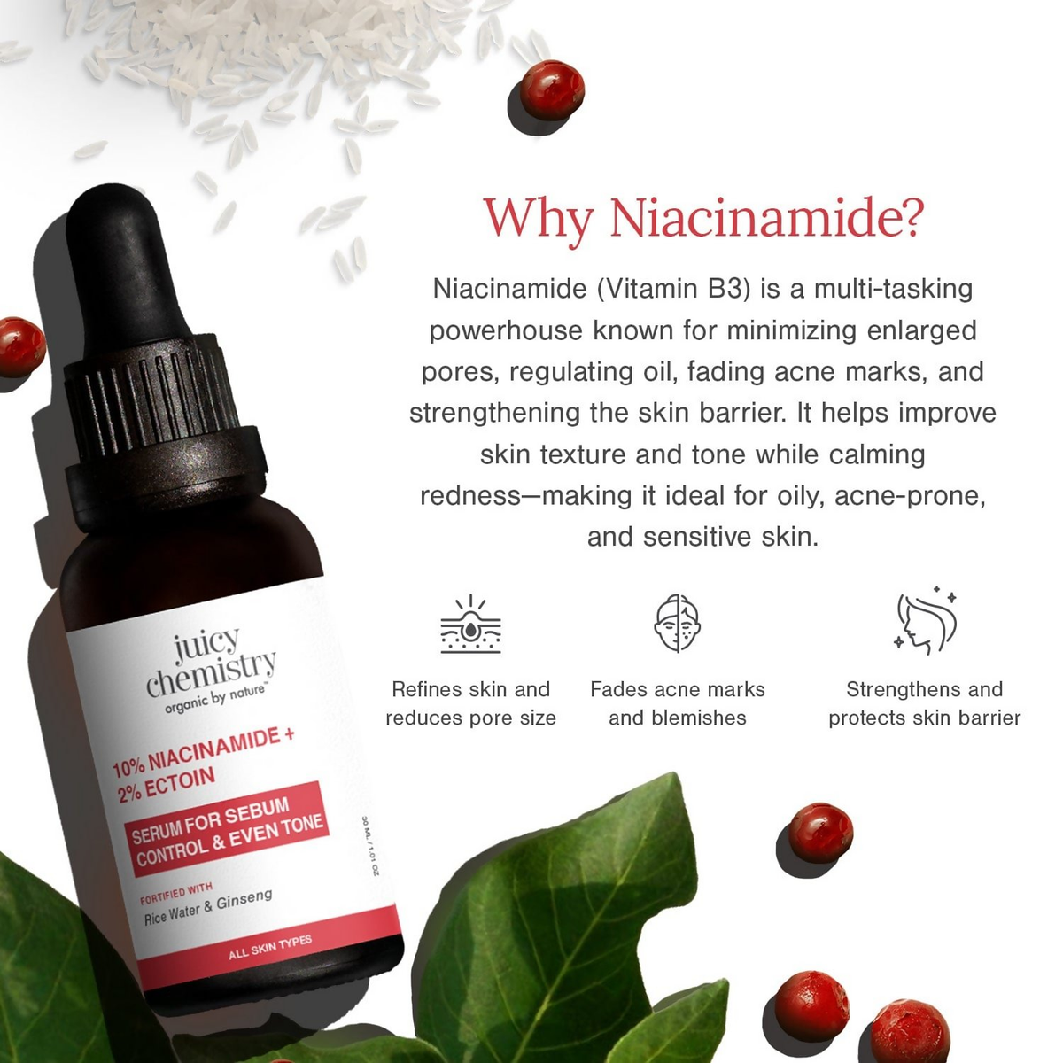 Juicy Chemistry 10% Niacinamide + 2% Ectoin Face Serum - Distacart
