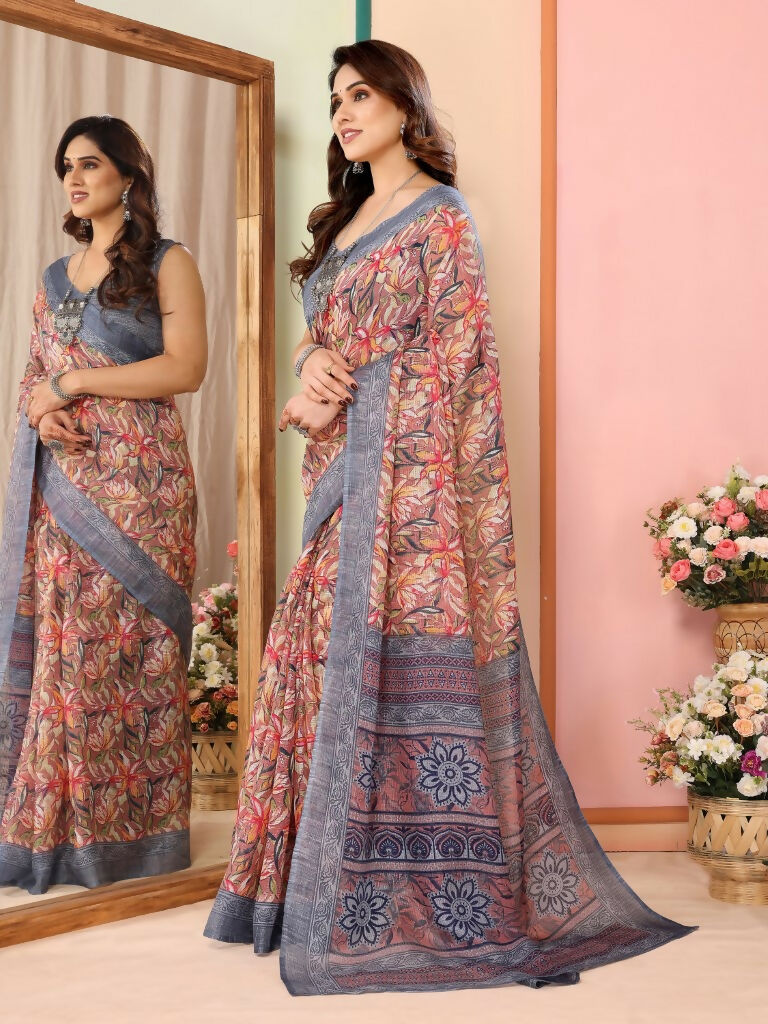Partywear Designer Grey Kota Doriya Fancy Saree - Dyuti - Distacart