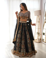 Thumbnail for Joban Fashion Black Lehenga Georgette Coding Dori with Sequence with Rivet Moti