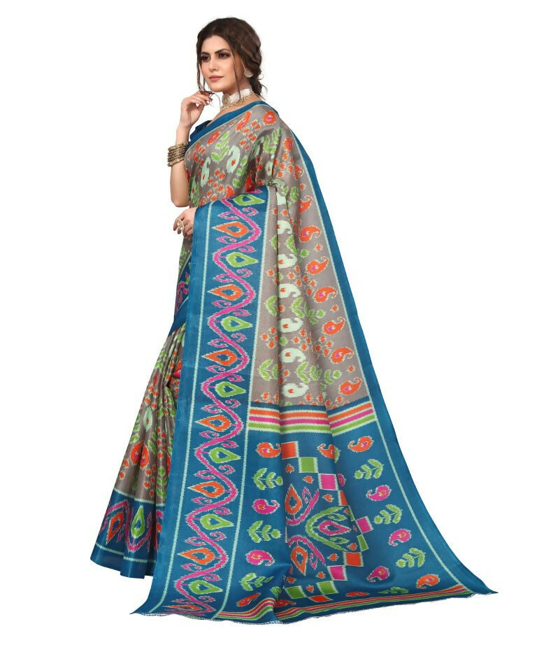 Vamika Rama Green Printed Art Silk Saree - Distacart