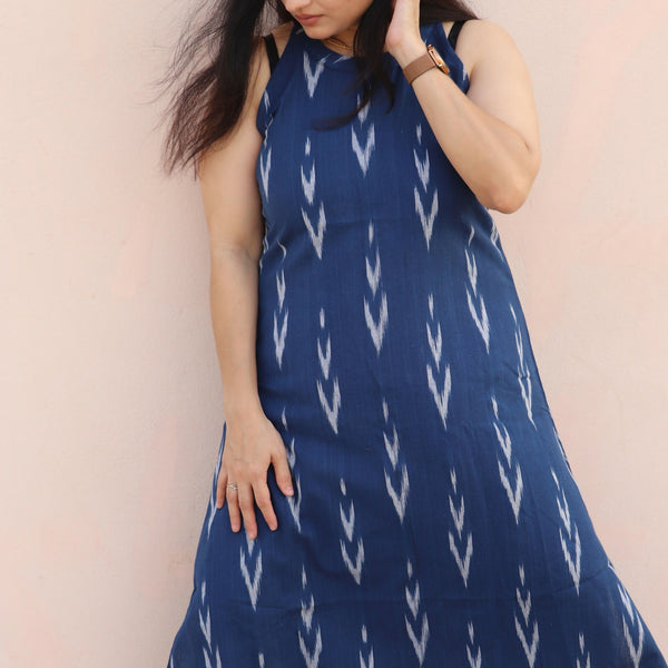 Women_s Blue Pochampally Cotton Dress 1