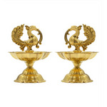 Thumbnail for CraftVatika Pure Brass Diya, Peacock Design Brass Diya