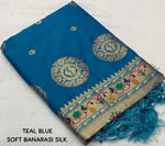 Thumbnail for Blue Pure Silk Woven Design Saree with Unstitched Blouse - A2M - Distacart
