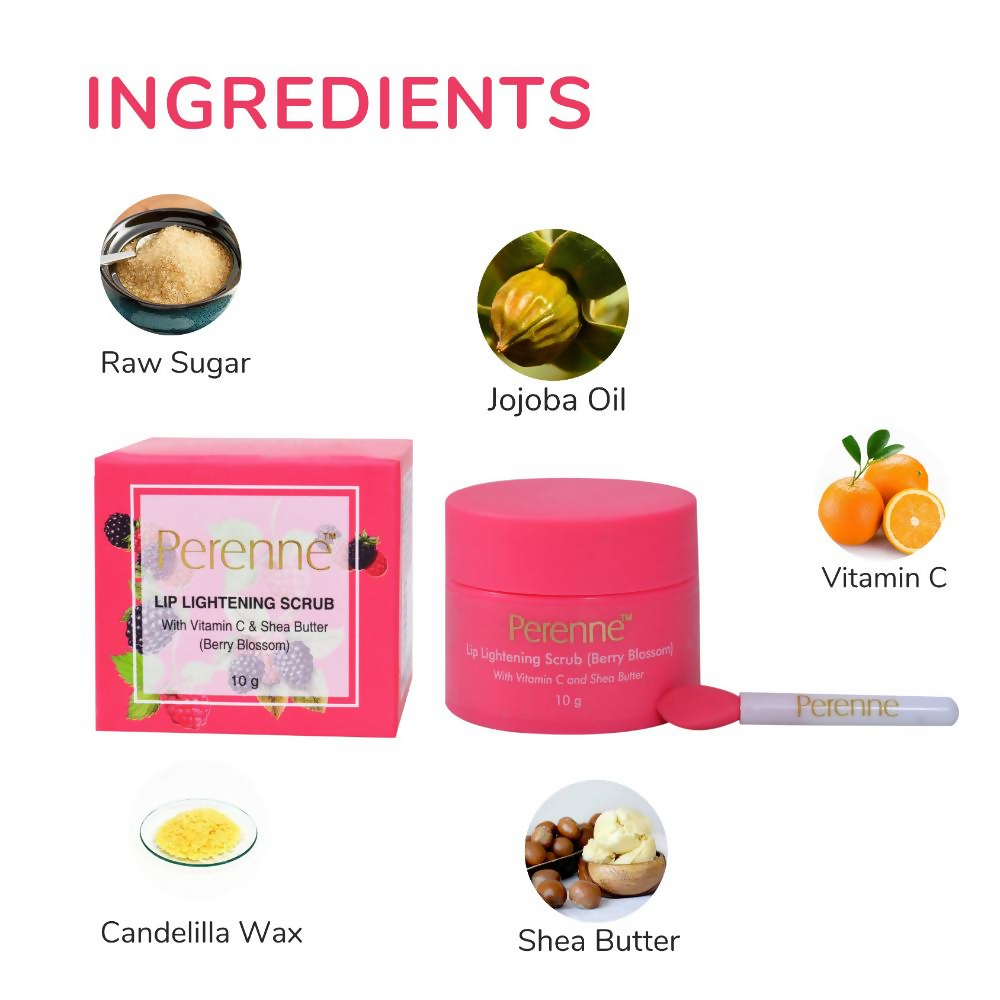 Perenne Lip Lightening Scrub With Vitamin C & Shea Butter - Berry Blossom - Distacart