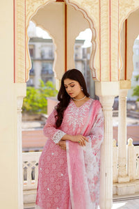 Thumbnail for Vaasva Women Candy Pink Linen Printed Kurta, Pant & Dupatta set - Distacart