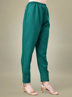 Thumbnail for Jyoti Fashion Women's Teal Cotton Blend Embroidery & Sequence work Kurta with Trouser & Dupatta - Distacart
