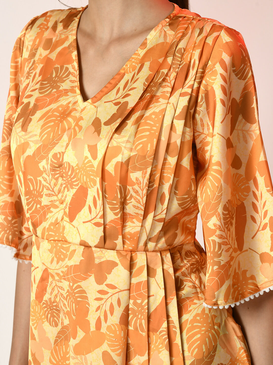 Myshka Women's Yellow Printed Dress - Distacart