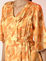 Thumbnail for Myshka Women's Yellow Printed Dress - Distacart