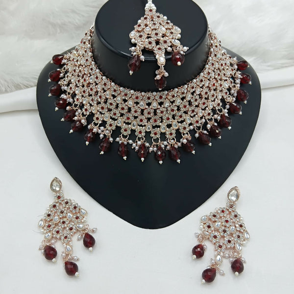 Joban Fashion Women Maroon Stone Work Necklace Set - Distacart