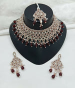 Thumbnail for Joban Fashion Women Maroon Stone Work Necklace Set - Distacart