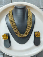 Thumbnail for Inhanns Vibrant Handmade 20 Layers Beaded Necklace With Matching Earrings - Golden - Distacart