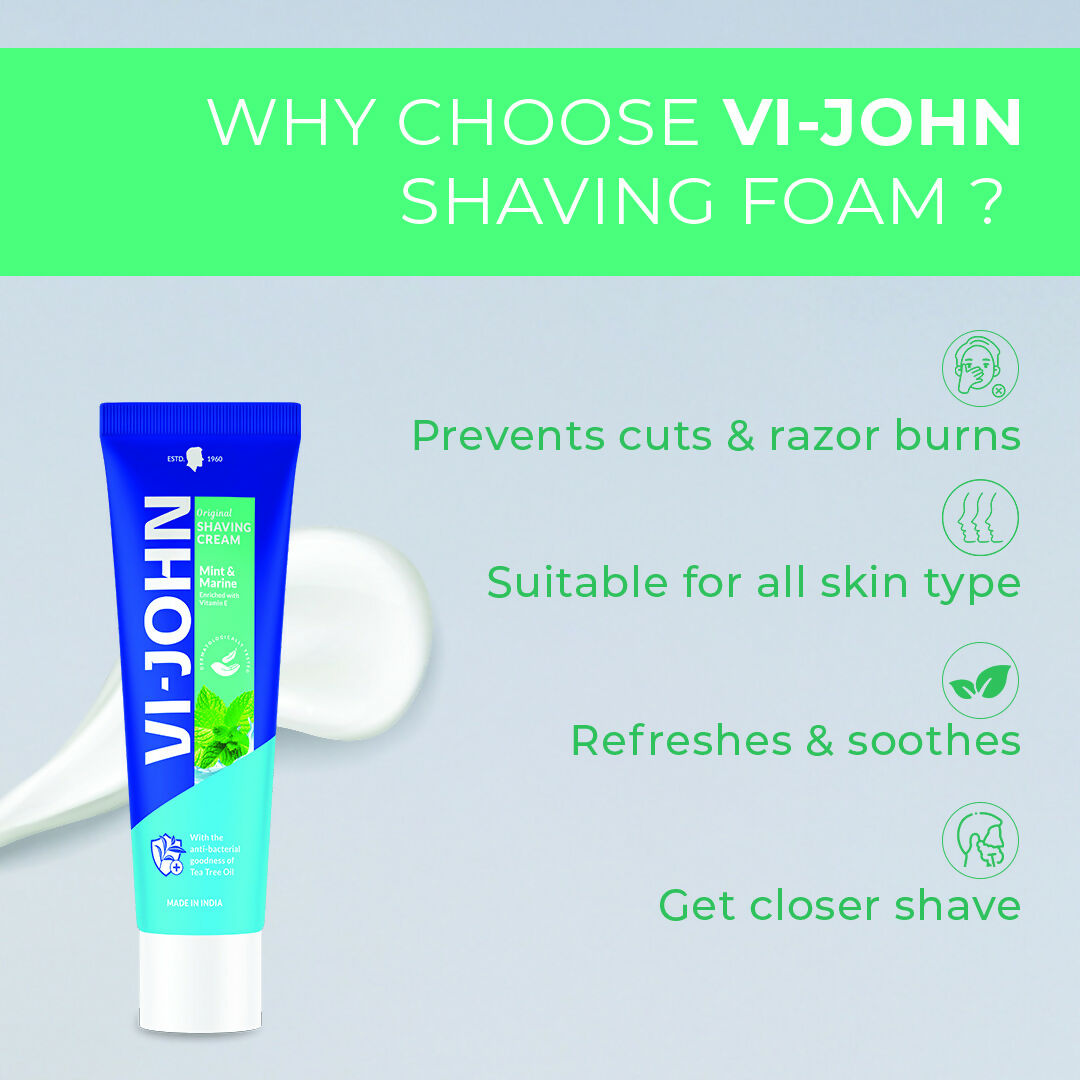 VI-JOHN Dermatologically Tested Vitamin-E enriched Anti Bacterial Mint & Marine Shaving Cream - Distacart