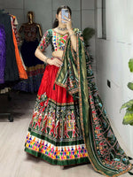 Thumbnail for Yash Enterprise Multicolor Dhola Silk Embroidery Semi Stitched Navratri Chaniya Choli - Dista