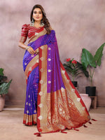 Thumbnail for Aastha Fashion Violet Silk Sarees Weaving Saree - Distacart