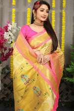 Thumbnail for Jyoti Fashion Women's Cream Banarasi Silk Zari Woven Saree with Blouse - Distacart