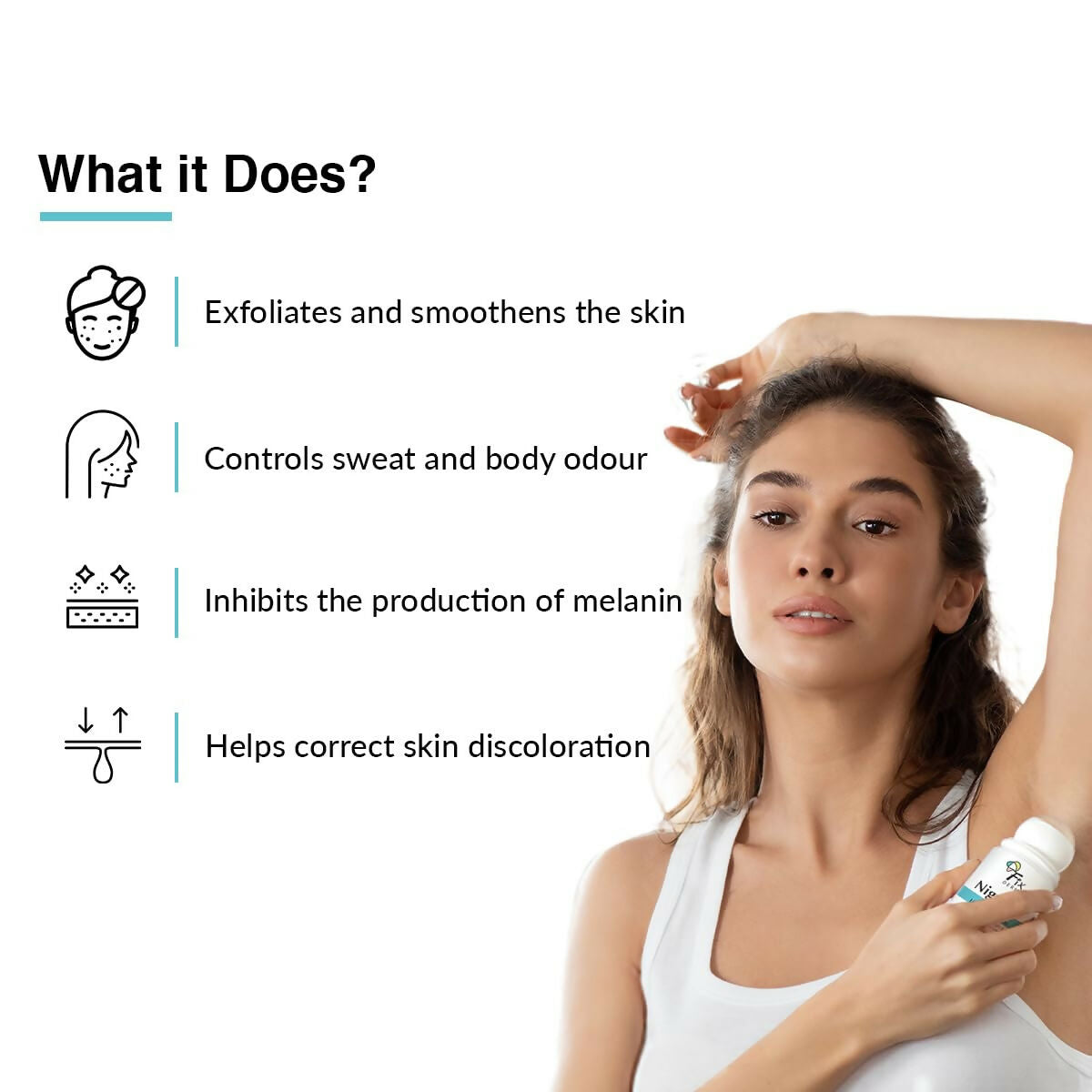 Fixderma Nigrifix Underarm Lightening Roll on with 6% AHA, Lactic Acid & 1% Mandelic Acid, Brightens Skin & Exfoliates Underarm - Distacart