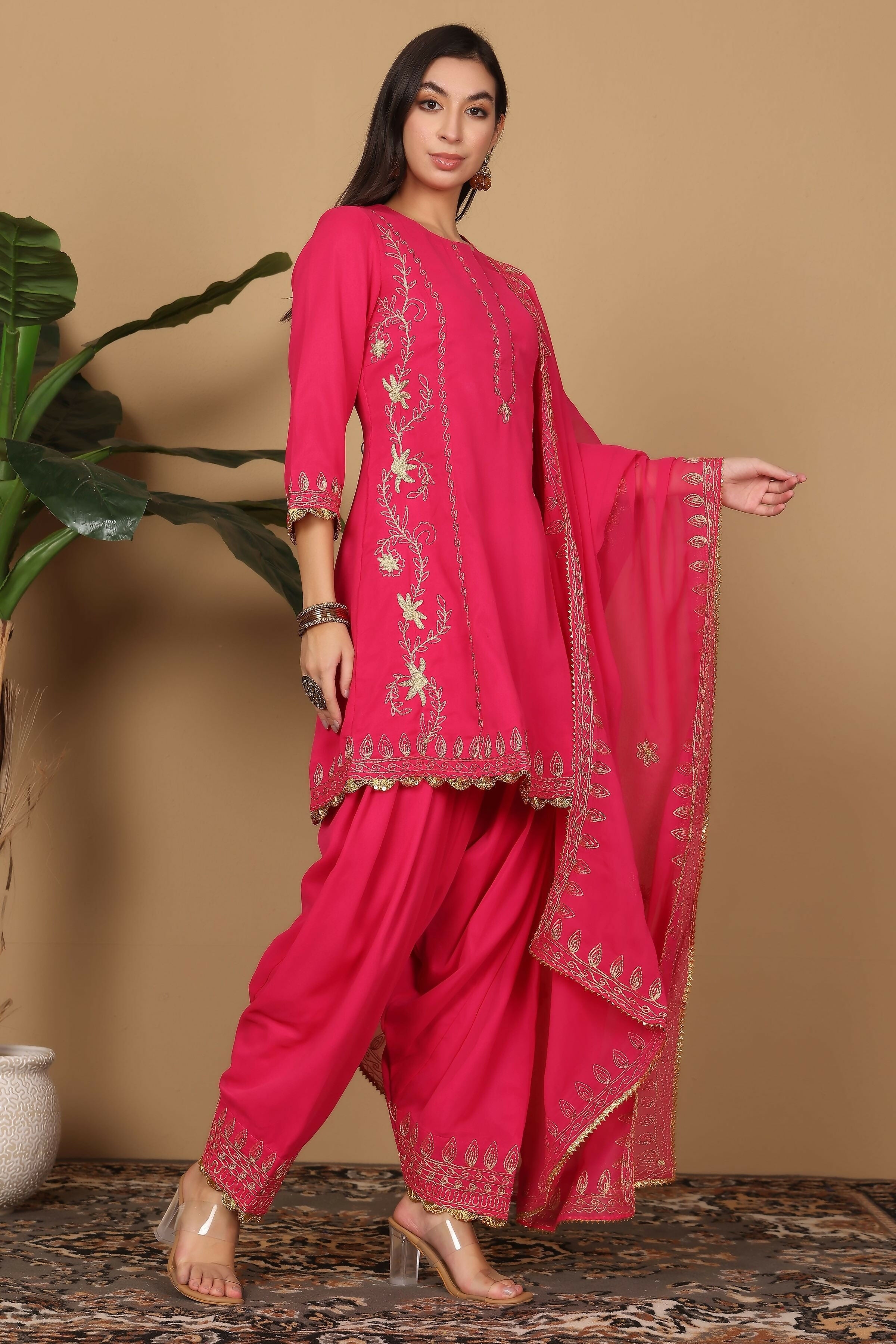 Joban Fashion Pink Georgette Kurta Set