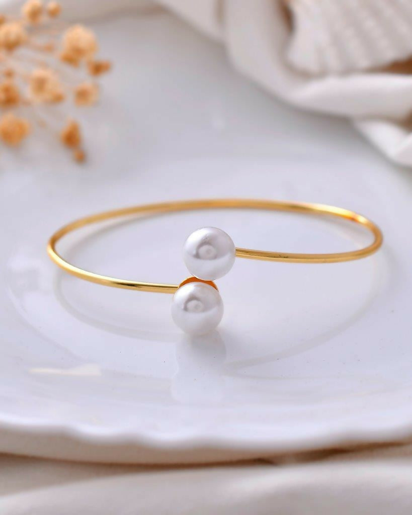 VOJ One Gram Gold Plated Pearl Studded Bracelet - Distacart